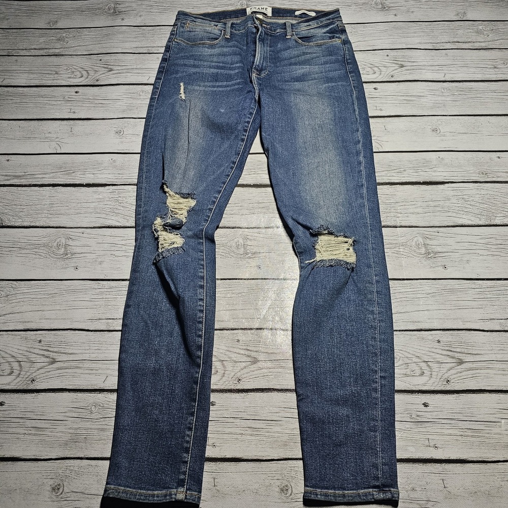Frame Blue Denim Le High Skinny Leg Jeans‎ Womens Mid-Rise Casual Size 28